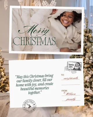 Design two: a Christmas postcard with your photograph and a message