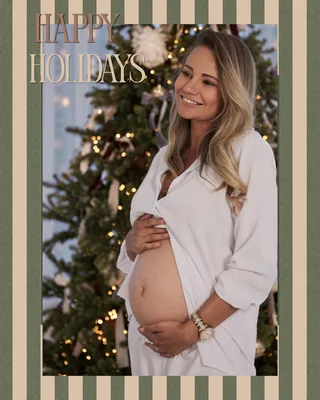 Design three: Happy Holidays, your photograph in a striped frame